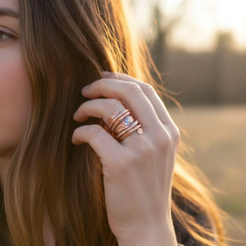 Rose Gold Crystal Wrap Around Ring – Handcrafted Rustic Jewelry | Made in USA Alexa Martha Designs  Ring
