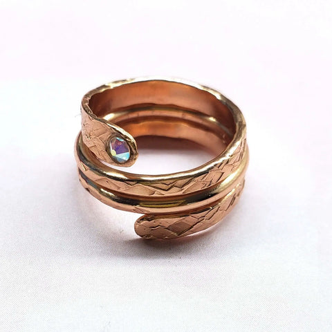 Rose Gold Crystal Wrap Around Ring – Handcrafted Rustic Jewelry | Made in USA Alexa Martha Designs  Ring