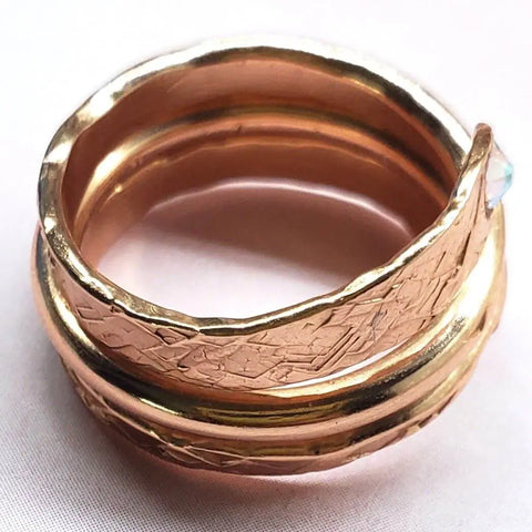 Rose Gold Crystal Wrap Around Ring – Handcrafted Rustic Jewelry | Made in USA Alexa Martha Designs  Ring