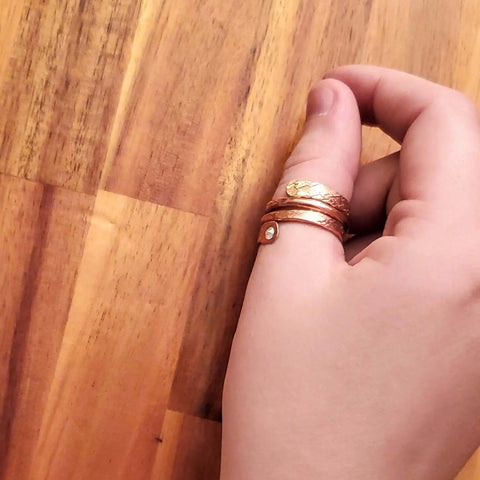 Rose Gold Crystal Wrap Around Ring – Handcrafted Rustic Jewelry | Made in USA Alexa Martha Designs  Ring