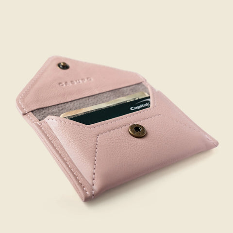 Rose Pink Mini Envelope Wallet With RFID Blocking – Full Grain Leather 4.5x3 Inch | Made in USA CASUPO  Envelope Wallet