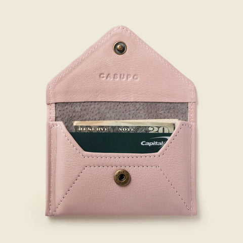 Rose Pink Mini Envelope Wallet With RFID Blocking – Full Grain Leather 4.5x3 Inch | Made in USA CASUPO  Envelope Wallet