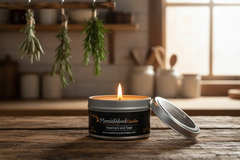 Rosemary and Sage - Soy Tin Collection MorninWood Candles  Candles