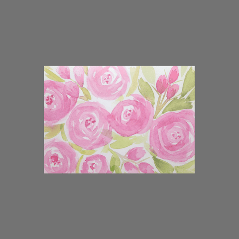 Pack of 8 Pink Rose Greeting Cards – Watercolor Floral Note Cards | Made in USA JuLu Cards  Blank Cards