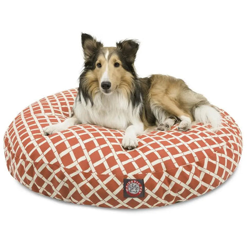 Round Bamboo Dog Bed Cushion – Removable Zipper Cover | Made in USA Majestic Pet