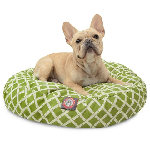 Round Bamboo Dog Bed Cushion – Removable Zipper Cover | Made in USA Majestic Pet