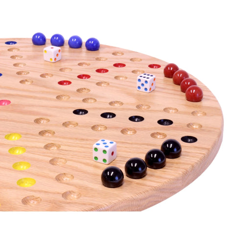 Round Red Oak Aggravation Game Board Set 18 Inch – Handcrafted Family Marble Game | Made in USA Amish Toy Box  Game
