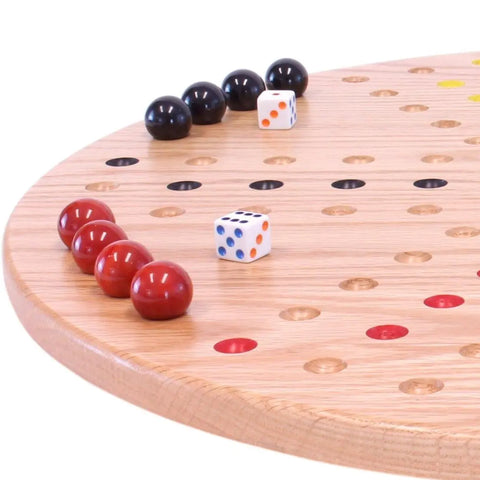 Round Red Oak Aggravation Game Board Set 18 Inch – Handcrafted Family Marble Game | Made in USA Amish Toy Box  Game