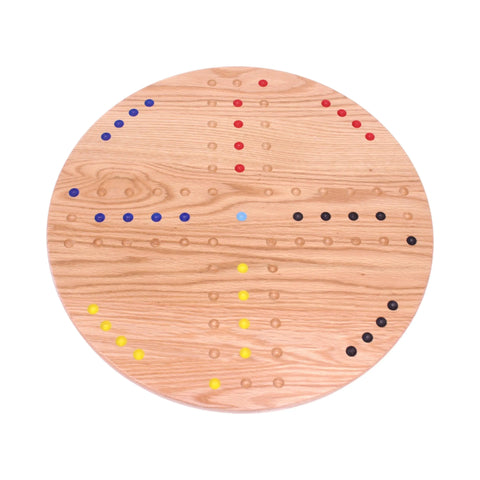 Round Red Oak Aggravation Game Board Set 18 Inch – Handcrafted Family Marble Game | Made in USA Amish Toy Box  Game