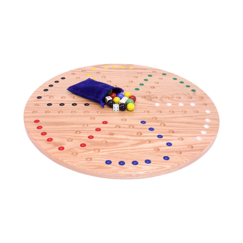 Round Red Oak Aggravation Game Board Set 18 Inch – Handcrafted Family Marble Game | Made in USA Amish Toy Box  Game