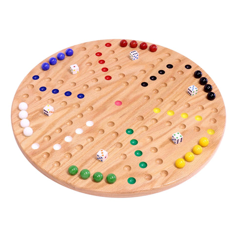 Round Red Oak Aggravation Game Board Set 18 Inch – Handcrafted Family Marble Game | Made in USA Amish Toy Box  Game