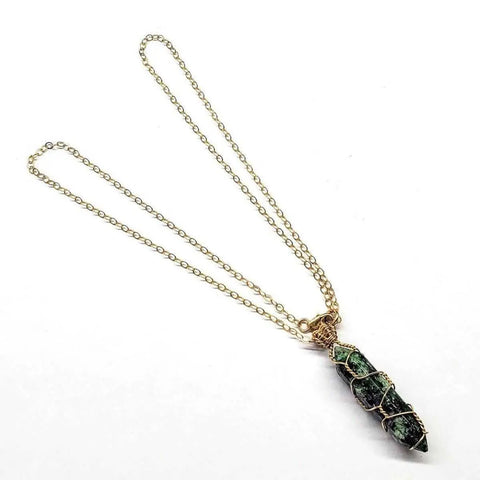 Ruby in Zoisite Double-Terminated Crystal Necklace – Gold Wire Wrap Pendant | Handmade in USA Alexa Martha Designs  Necklace