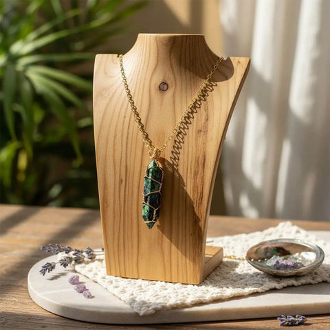 Ruby in Zoisite Double-Terminated Crystal Necklace – Gold Wire Wrap Pendant | Handmade in USA Alexa Martha Designs  Necklace