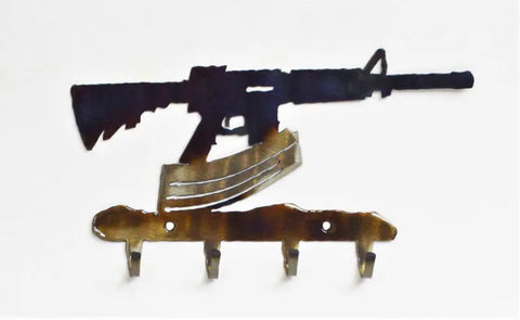 Rugged American Made Rifle-Shaped Key Rack – Handcrafted Metal Storage Hooks | Made in USA Knights Home Decor  item