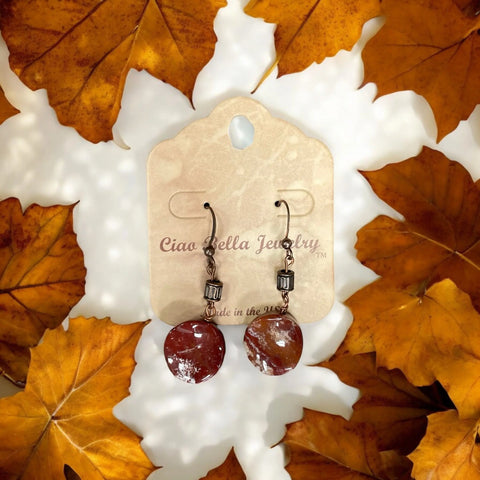 Rust Ocean Jasper Dangle Earrings – Handcrafted Copper Hook Jewelry | Made in USA Michelle Marie Boutique  Earrings
