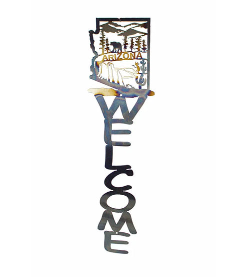 Rustic Arizona Bear Metal Welcome Sign – Southwest Wall Art Decor | Handmade in USA Knights Home Decor  item