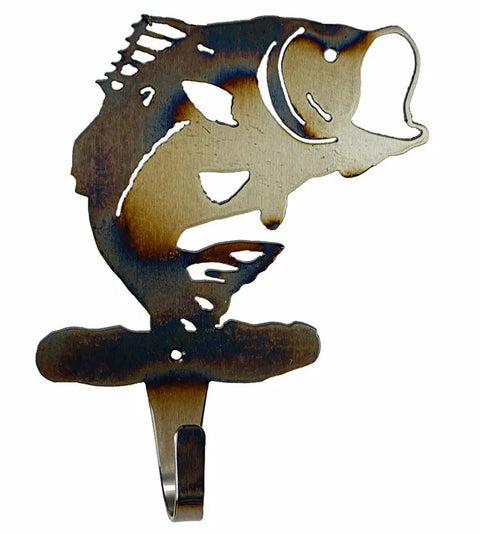 Rustic Bass Fish Wall Hook – Handcrafted Steel Coat And Towel Hanger | Made in USA Knights Home Decor  item