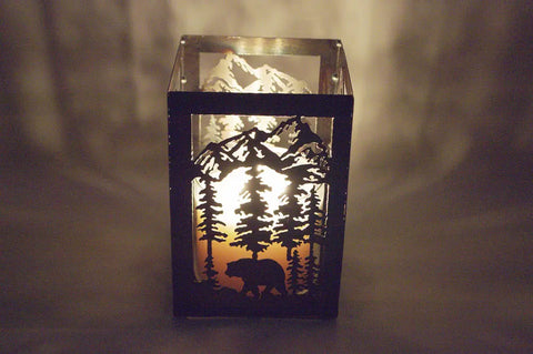 Rustic Bear Candle Holder – Handcrafted Wilderness Decor | Made in USA Accent Light Knights Home Decor  item
