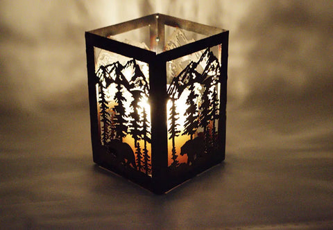 Rustic Bear Candle Holder – Handcrafted Wilderness Decor | Made in USA Accent Light Knights Home Decor  item