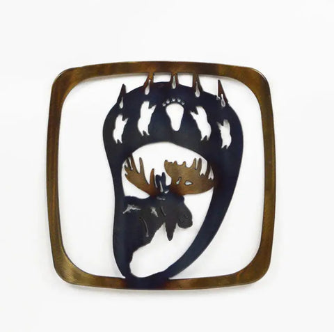 Rustic Bear Claw And Moose Hot Plate Trivet – Handcrafted Wood Kitchen Protector | Made in USA Knights Home Decor  item