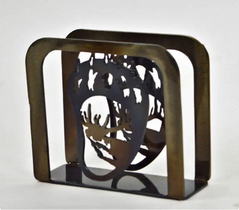 Rustic Bear Claw Elk Metal Napkin Holder – Handmade Decorative Table Accessory | Made in USA Knights Home Decor  item