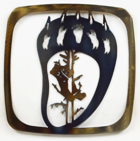 Rustic Bear Claw Metal Trivet – Handcrafted Hot Plate with Pine Tree Cutout | Made in USA Knights Home Decor  item