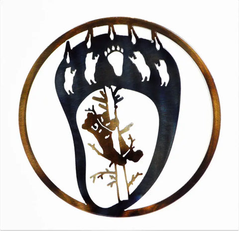 Rustic Bear Claw Metal Wall Sculpture – 8.5 Inch Circle Art | Handcrafted Home Decor Made in USA Knights Home Decor  item