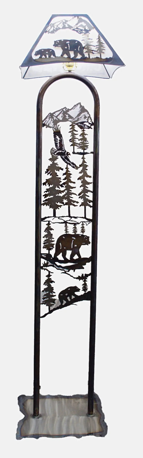 Rustic Bear Floor Lamp – Handmade Metal Wildlife Decor | Made in USA Cabin Accent Light Knights Home Decor  item