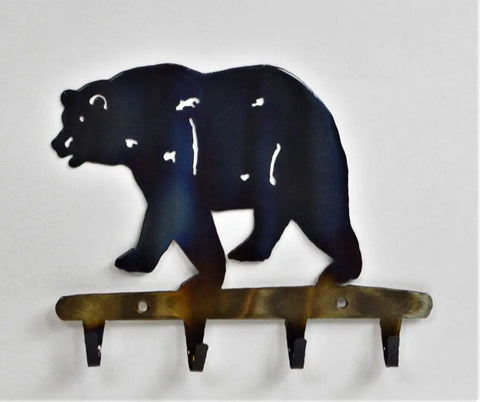 Rustic Bear Metal Key Holder – Handmade Wall Organizer – Veteran-Owned USA Craftsmanship | Made in USA Knights Home Decor  item