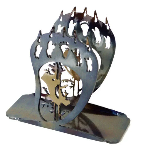 Rustic Bear Paw Napkin Holder – Handmade Metal Table Organizer | Durable Made in USA Knights Home Decor  item