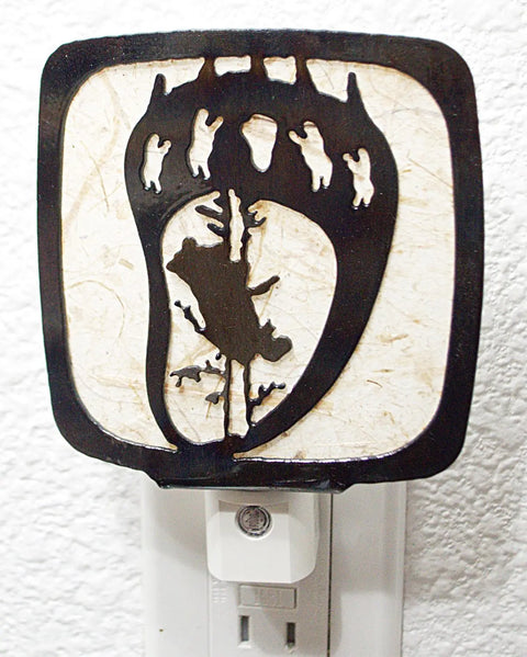 Rustic Bear Paw Night Light – Handcrafted Woodland Decor | Made in USA Veteran-Owned Artisan Lighting Knights Home Decor  item