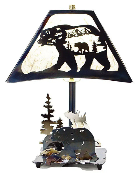 Rustic Bear Table Lamp – Handmade Woodland Decor with Heat-Applied Finish | Made in USA Knights Home Decor  item
