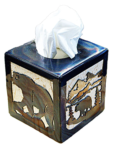 Rustic Bear-Themed Tissue Box Cover – Handcrafted Home Accent | Made in USA Decor Knights Home Decor  item