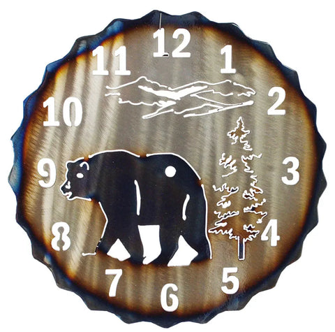 Rustic Bear Wall Clock – Handmade American Lodge Decor – Outdoor Mountain Theme | Made in USA Knights Home Decor  item