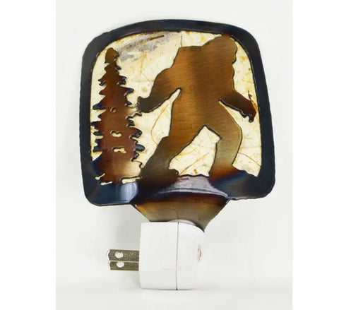Rustic Big Foot Night Light With Pine Tree Silhouette – Handcrafted Home Accent | Made in USA Knights Home Decor  item