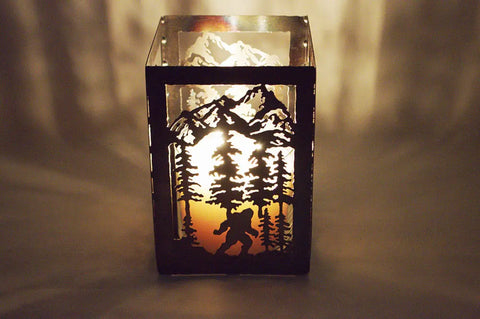 Rustic Bigfoot Metal Candle Holder – Handcrafted Outdoor Decor | Made in USA Cabin Accent Knights Home Decor  item