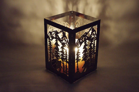 Rustic Bigfoot Metal Candle Holder – Handcrafted Outdoor Decor | Made in USA Cabin Accent Knights Home Decor  item