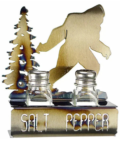 Rustic Bigfoot Salt and Pepper Shaker Set – Handmade Metal Kitchen Decor | Made in USA Knights Home Decor  item