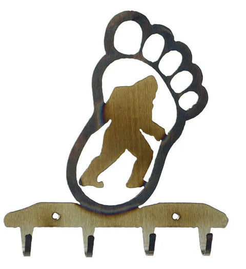 Rustic Bigfoot Silhouette Metal Key Holder – Handmade Wall Rack | American-Made Decor Knights Home Decor  item