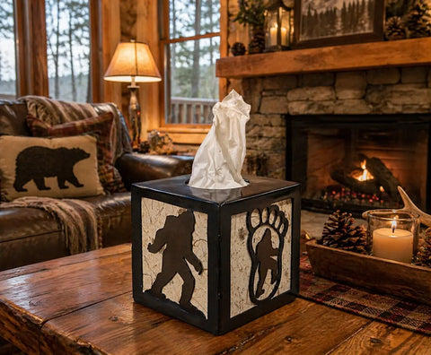 Rustic Bigfoot Tissue Box Holder – Outdoor Bathroom Accessory | Handmade in USA with Durable Design Knights Home Decor  item