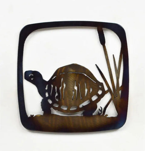 Rustic Box Turtle Trivet – Handcrafted Cast Iron Kitchen Hot Plate | Made in USA with Distinctive Patina Knights Home Decor  item