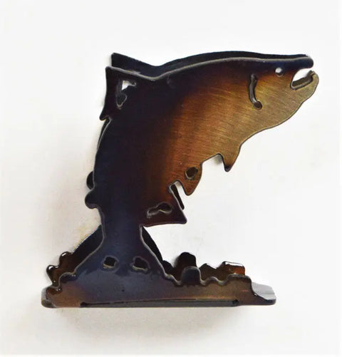 Rustic Bronze Jumping Salmon Metal Napkin Holder – Handmade Bar Decor | Made in USA Knights Home Decor  item