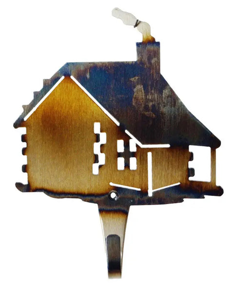 Rustic Cabin-Shaped Coat and Towel Hook – Handcrafted 1/8 Inch Steel Wall Mount | Made in USA Knights Home Decor  item