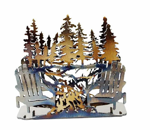 Rustic Campfire Metal Napkin Holder – Adirondack Chairs Design | Handcrafted in USA Knights Home Decor  item