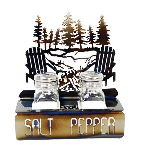 Rustic Campfire Salt and Pepper Shaker Set – Handcrafted Metal Table Decor | Made in USA Knights Home Decor  item