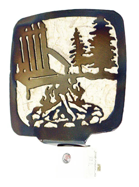 Rustic Campfire Silhouette Night Light – Handcrafted Outdoor Decor | Made in USA Knights Home Decor  item
