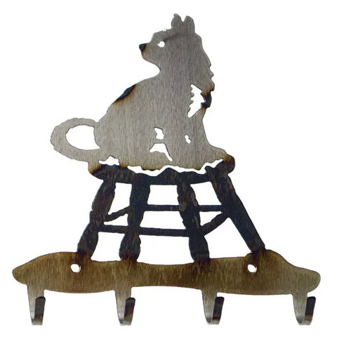 Rustic Cat on Chair Key Holder – Handmade Wall Hooks for Entryway Organization | Made in USA Knights Home Decor  item