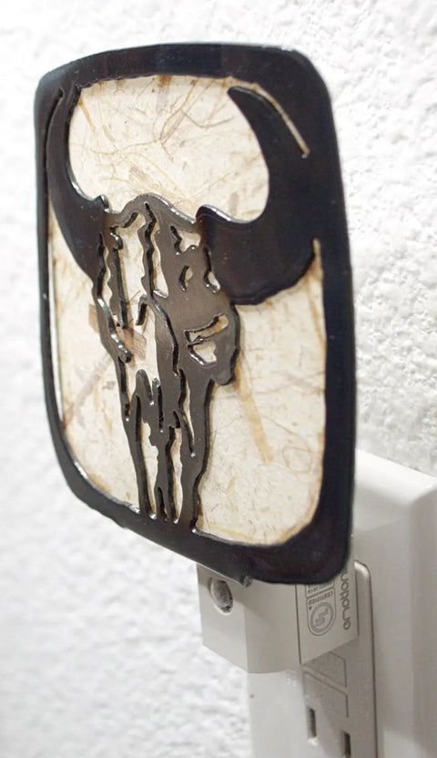 Rustic Cow Skull Night Light – Handcrafted Western LED Accent | Made in USA Vintage Décor Knights Home Decor  item