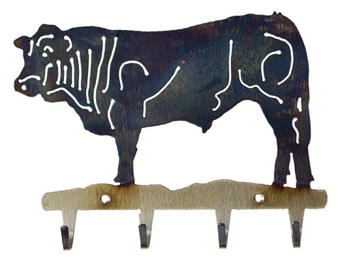 Rustic Cow and Bull Metal Key Holder – Handmade Wall Organizer | Made in USA Key Rack Knights Home Decor  item