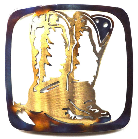 Rustic Cowboy Boots Metal Trivet – Heat Treated Kitchen Hot Pad | Made in USA Knights Home Decor  item